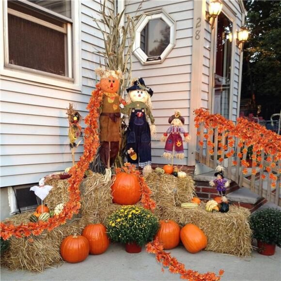 Pack Fall Leaf Garland, Hanging Vines Garland Artificial Fall Maple Leaves - Picture 4 of 7